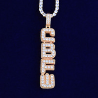 Pendentif personnalisé avec initiale en police verticale NUOYA, entièrement serti de pierres, plaqué argent, pendentif personnalisé avec lettre en CZ, plaque de nom, bijoux