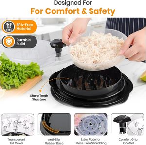 Triturador de Pollo Redondo de Plástico Resistente, Libre de BPA, Irrompible, con Tapa Transparente Ecológica y Mango Giratorio para Uso en la Cocina del Hogar - Product Image 3