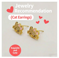 Boucles d'oreilles en cuivre motif chat mignon pour femme