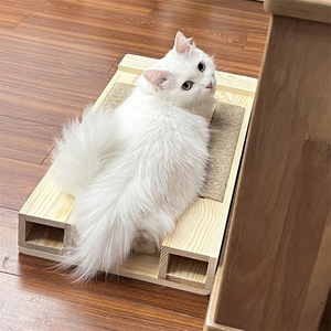 Solid Wood Cat <b>Scratching</b> <b>Post</b> 1 Level Hemp Rope Mat Durable Cat Tree For Indoor Cats - Product Image 1