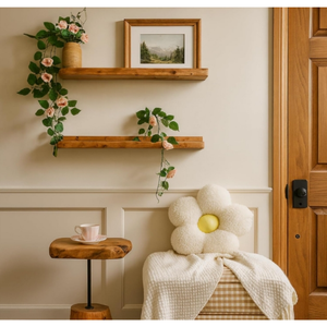 Juego <span class=keywords><strong>de</strong></span> 2 estantes flotantes <span class=keywords><strong>de</strong></span> pared hechos a mano con borde natural <span class=keywords><strong>de</strong></span> madera <span class=keywords><strong>de</strong></span> <span class=keywords><strong>cedro</strong></span> para marcos <span class=keywords><strong>de</strong></span> fotos - Product Image 3