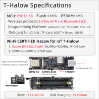 Módulo LILYGO T-HaLow, placa de desarrollo IoT de baja potencia con Wi-Fi HaLow, soporte de batería de certificación MIC de 875M/915M