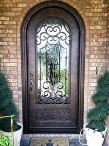 Cancello in Ferro Battuto Francese <span class=keywords><strong>a</strong></span> Foglia Singola Fatto <span class=keywords><strong>a</strong></span> Mano con Vetro Satinato, Popolare per Patio, Cancello Esterno in Metallo per Privacy, Ideale per Ingressi - Product Image 3