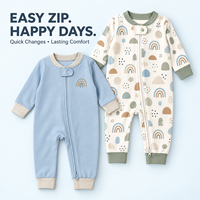 Combinaison Bébé à Manches Longues en Coton Pur Imprimé Arc-en-ciel, Design Tendance, Prix Usine, Douce, Unisexe, Vente en Gros OEM
