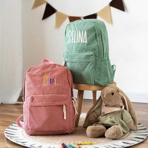 Cartable personnalisé 2025 Nouveau sac à dos pour étudiants en velours côtelé à fermeture éclair lisse à la mode - Product Image 6