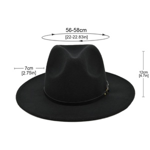 Sombreros Fedora de fieltro clásicos al por mayor sombrero de Panamá de ala ancha sombrero de copa blanco para mujeres y hombres con decoración de diseño de hebilla de cinturón - Product Image 2