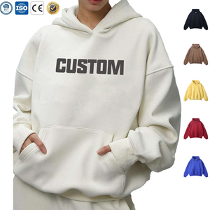 Sudadera con Capucha Oversize Personalizada con Logo, para Hombre, Hombros Caídos, Tejido Grueso, Color Blanco Marfil, Estilo Urbano - Product Image 1