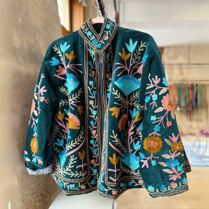 Vintage Floral Embroidered <b>Winter</b> <b>Quilted</b> Banjara Jacket Eco-Friendly 100% Cotton Women's Workwear with Cotton Lining - Product Image 3