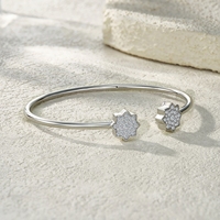 Bracelet jonc en moissanite en argent sterling 925, motif étoile, serti pavé, bijou de luxe minimaliste pour femme