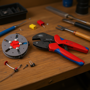 KNIPEX MultiCrimp Steel Industrial Grade <b>Crimping</b> <b>Tool</b> with Black Oxide Finish and Magazine for 16 AWG <b>Wire</b> Connectors - Product Image 3