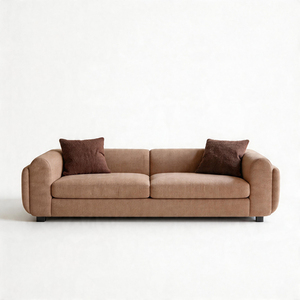 Sofá de Tela Moderno VB de 2 Plazas en Color Marrón Mocha con Estructura de Madera Maciza, Cojines de Espuma de Alta Densidad y Brazos Acolchados para Sala de Estar - Product Image 6