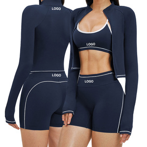 Set Sportivo Yoga 3 Pezzi TZ3562-7: Reggiseno a Y con Spalline Incrociate, Pantaloncini a Vita Alta e Giacca con Zip Integrale e Collo Alto - Product Image 6