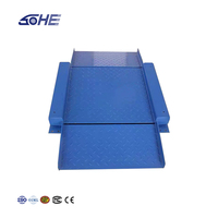 Balance au sol SOHE A8SP 1,2 m x 1,5 m en acier au carbone à double pente ultra-basse avec rampe doublement pliable, échelle imprimée et support