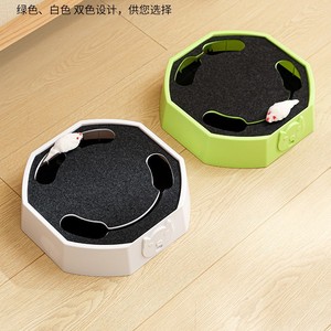 <b>Cat</b> <b>Interactive</b> Electric <b>Toy</b> Plush Mouse Automatic Spinner Green And White For Indoor Play - Product Image 3