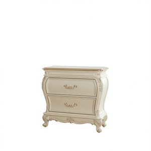 Comodino Chantelle con Piano in Granito Bianco Perla, 2 Cassetti, Stile Francese, Arredamento Camera da Letto - Product Image 1