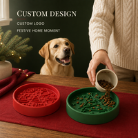 Nouveau design de Noël Hiver 2026 : Gamelle de léchage pour animaux de compagnie, mangeoire lente, tapis de léchage alimentaire à ventouse pour chiens et chats