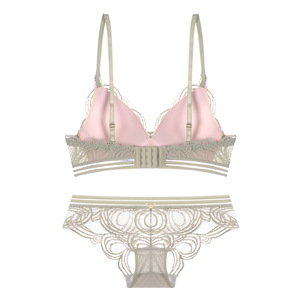 <span class=keywords><strong>Taobao</strong></span> Roll Grass Pattern pizzo profondo V senza anello in acciaio reggiseno sottile biancheria intima vendita diretta della fabbrica - Product Image 2