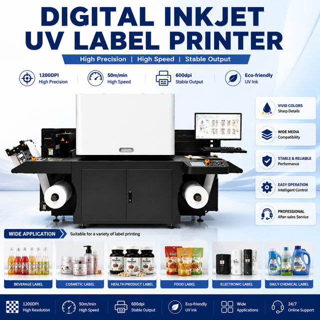 New Continuous Automatic UV Inkjet Label Printer with Ethernet for PET/BOPP/PVC/Synthetic Paper High-Speed Packaging Printing