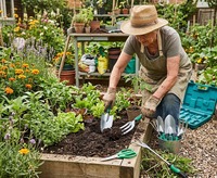 Ensemble de 8 outils de jardinage avec étui portable, kit d'outils de jardin pour la plantation, le creusement, le désherbage, la culture, la taille des plantes