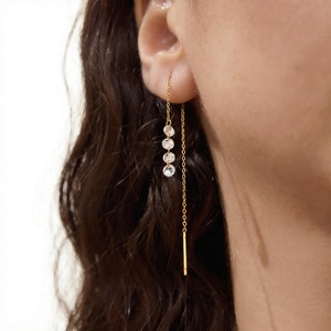 Pendientes de Acero Inoxidable Chapados en Oro de 18K con Zirconia y Borlas Colgantes para Mujer, Regalo - Product Image 4