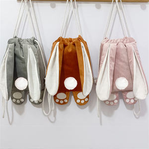 Venta caliente lindo conejo Pascua cordón cesta de dulces para niños bolsa de Pascua personalizada terciopelo conejito de Pascua mochila - Product Image 2