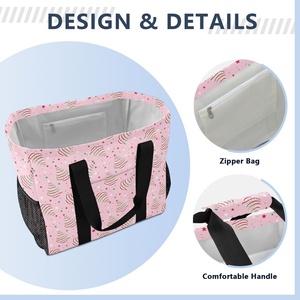 Bolsa de Moda Rosa con Flores, Gran Capacidad, Bolsillo de Malla, Plegable, de Alta Calidad - Product Image 4