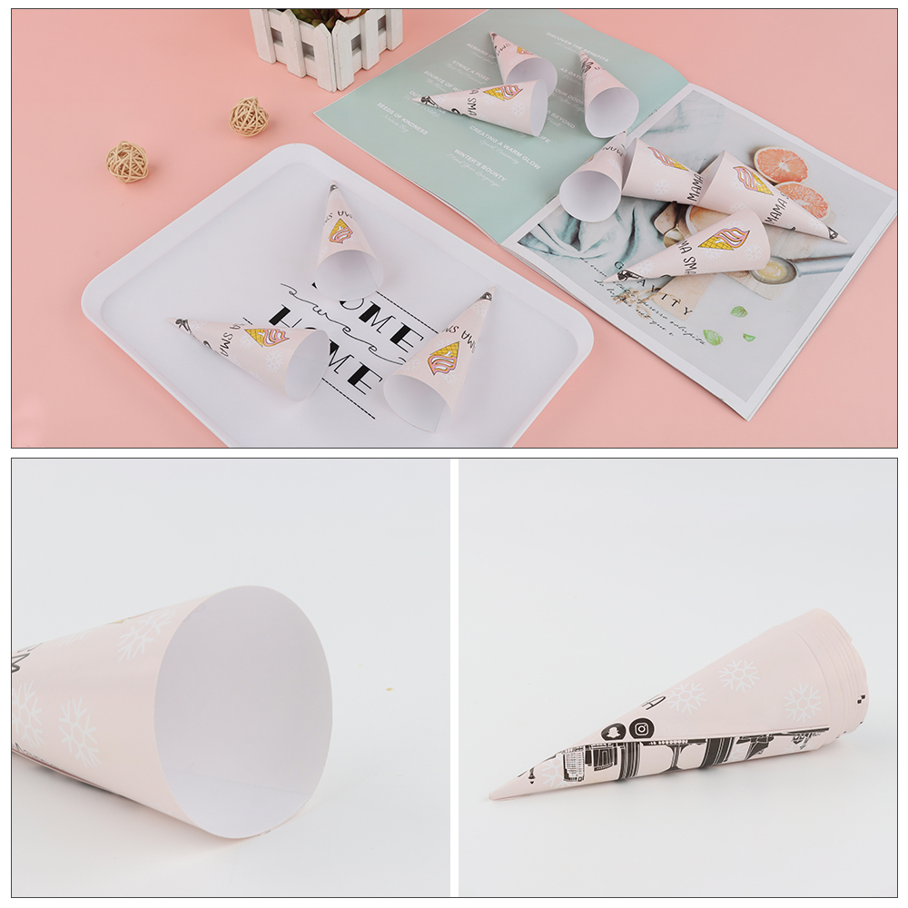 disposable wholesale custom printed paper ice cream cone sleeve waffle cone cups packaging with logo