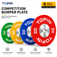 Ensemble de plaques de poids de compétition TOPIN 10-25 kg, plaques de poids en caoutchouc codées par couleur, noyau en acier calibré, pour haltères et musculation