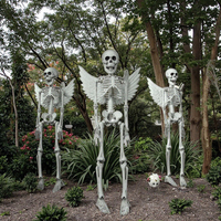 Squelette suspendu d'Halloween de 20 pouces avec ailes d'ange, décoration murale pour fête intérieure et extérieure, accessoires de maison hantée pour Halloween