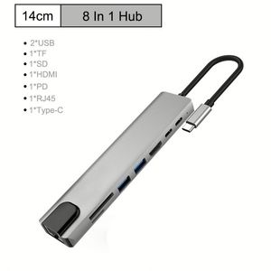 Factory 8-In-1 USB Type <b>C</b> <b>Hub</b> Multi-port Adapter <b>Hub</b> Dock 8 in 1 USB <b>C</b> <b>Hub</b> With 4K HDTV USB 3.0 SD TF Card Reader PD Charging - Product Image 5