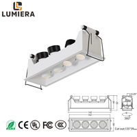 Luminaire linéaire LED anti-éblouissement encastré moderne, spot carré multi-têtes, grille en aluminium, corps réglable extensible