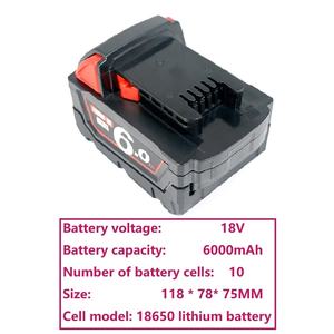 Batería de Repuesto para <span class=keywords><strong>Milwaukee</strong></span> <span class=keywords><strong>M18</strong></span> 18V 6.0Ah, Compatible con M18B6 M18B5, para Taladros <span class=keywords><strong>y</strong></span> Amoladoras Angulares <span class=keywords><strong>Milwaukee</strong></span>. - Product Image 5