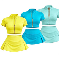 Nouvelle Collection 2026 – Ensemble Deux Pièces Femme Personnalisable avec Logo, Tenue Sportive Zippée, Vêtements Moulants, Veste et Mini-Jupes, Ensembles de Survêtements