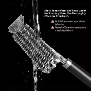 Malla de parrilla de cepillo de alambre de acero inoxidable de tres salidas de fábrica para <span class=keywords><strong>barbacoa</strong></span> caliente para <span class=keywords><strong>utensilios</strong></span> de <span class=keywords><strong>Amazon</strong></span> con mango de plástico - Product Image 2