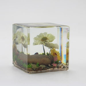 Artesanías puramente hechas a mano Animal <span class=keywords><strong>Panda</strong></span> flor seca resina Rectangular adorno cúbico pisapapeles adornos para decoración de coche - Product Image 5