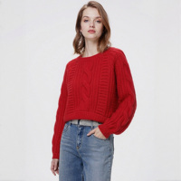 Pull en maille col rond pour femme, style vintage torsadé, chic et polyvalent, directement de l'usine