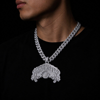 Collar con Colgante de Alfabeto Personalizado en Plata 925 con Moissanita, Diseño de Moda, Bajo MOQ, para Hombres, Cultura Urbana y Eventos Musicales