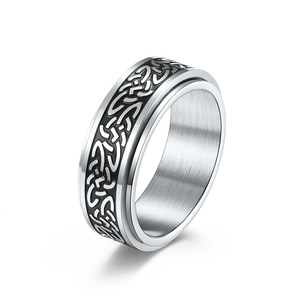 <b>Celtic</b> Knot Titanium Steel Rotating <b>Ring</b> Black Unisex Wedding Band 8mm Width - Product Image 5
