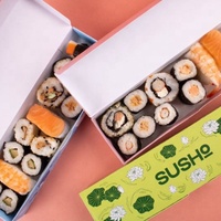 Boîte à sushi écologique de qualité alimentaire en gros avec laminage mat et gaufrage, logo personnalisé, matériaux recyclés, emballage pour produits sucriers