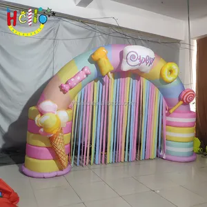 Arco arcoíris inflable, arco de cumpleaños, arco de boda inflable con cintas de color