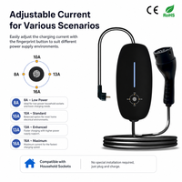 Chargeur EV portable 3,5 kW 16 A, norme GBT, câble de charge EVSE intelligent, courant réglable par empreinte digitale, IP65, CE, RoHS, chargeur GBT