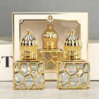 Flacon de parfum vide de 10 ml en verre, plaqué or, style Dubaï, avec bille roulante, pour huiles essentielles, finition UV électrolytique