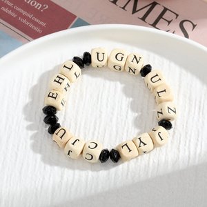 Fashion Beaded <b>Bracelets</b> Wooden Pearl Letter Elastic <b>Adjustable</b> Gift Jewelry Style 1 To 8 Yiwu Origin - Product Image 4