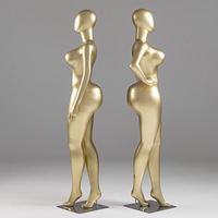 Mannequins de vitrine en fibre de verre pour vêtements féminins, modèles BBL, grandes tailles, corps entier, dorés, pour la vente