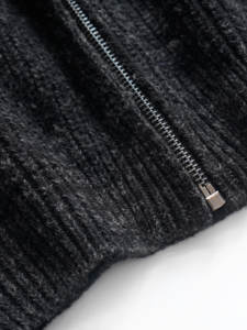 2025 hiver nouveauté 100% laine tricoté Cardigan demi <span class=keywords><strong>col</strong></span> <span class=keywords><strong>roulé</strong></span> fermeture éclair décontracté manteau femmes vêtements fabricants - Product Image 4