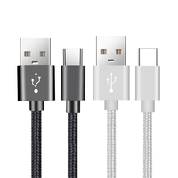 Cable de Carga USB de Nailon Trenzado de Alta Calidad de 2m (6 pies) para Teléfono, Carga Rápida de 2.4A, Directo de Fábrica para Dispositivos Tipo-C, 2026