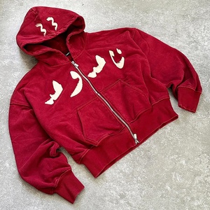 Manufacturer Custom High Quality Cotton Hoodies Heavy Weight Distressed Embroidery <b>Zip</b> <b>up</b> <b>Jackets</b> Street Wear Acid Wash Hoodies - Product Image 2