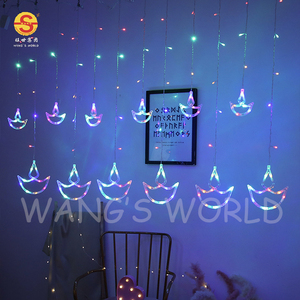 India <span class=keywords><strong>Diwali</strong></span> EID 2022 tirai jendela Ramadan lampu String dengan putih hangat dan LED multiwarna untuk dekorasi taman liburan - Product Image 3