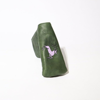 Couvre-chefs de club en peluche en bois de conducteur de golf vert en cuir véritable de qualité supérieure avec bande élastique