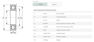 6206 rãnh sâu bóng mang 6206zz/cm 6206ddu mang Nhật Bản thương hiệu bóng vòng bi 6206 6202 6203 6204 6205 6200 - Product Image 6